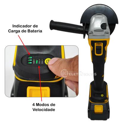 Imagem de Lixadeira Esmerilhadeira 2 Baterias Angular Recarregável 21v Portátil e Versátil BOM9705