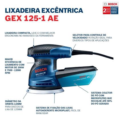 Imagem de Lixadeira Excentrica GEX 125-1 AE 250W Bosch