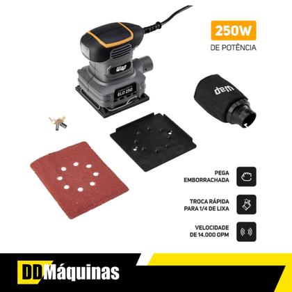 Imagem de Lixadeira Orbital Elo 250 1400 OPM com Parafusadeira e Furadeira ⅜” 12V e Caixa Organizadora 15
