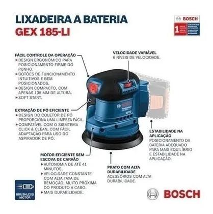 Imagem de Lixadeira Orbital Gex 185-li 18v Brush + Kit Bat 4ah Bosch