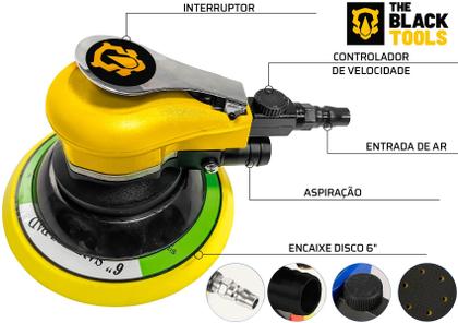 Imagem de Lixadeira Pneumática Orbital 6 Rokit Roquite Hookit The Black Tools