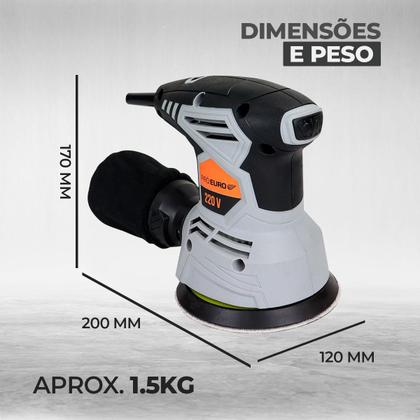 Imagem de Lixadeira Roto Orbital Politriz Profissional 400W 220V 125mm Acompanhando 3 discos Pró Euro