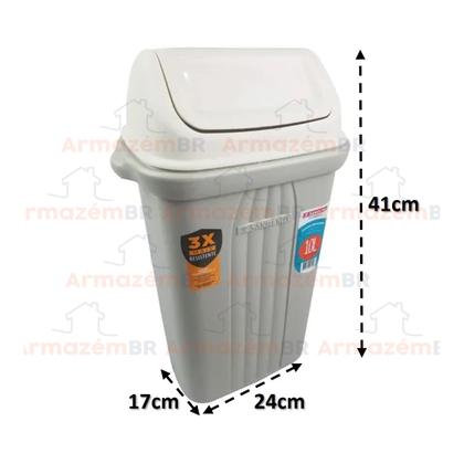 Imagem de Lixeira 10 Litros Cesto De Lixo Com Tampa Basculante Para Áreas Externas - 281 Sanremo