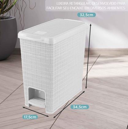 Imagem de Lixeira 12 Litros Retangular Juta Branca Com Pedal Nitron