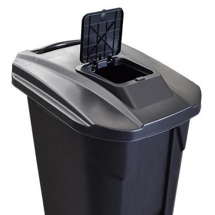 Imagem de Lixeira 120 Litros Preta Com Rodas, Pedal E Tampa Click