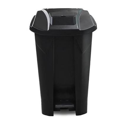 Imagem de Lixeira 120 Litros Preta Com Rodas, Pedal E Tampa Click