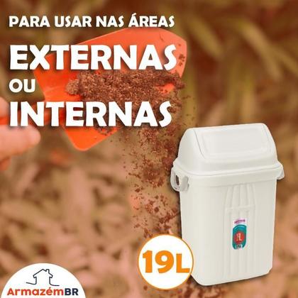 Imagem de Lixeira 19L Tampa Basculante Alças Externas Sanremo - Branco