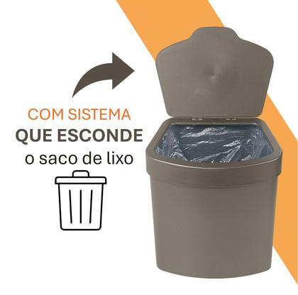 Imagem de Lixeira 2,5 Litros Com Tampa Plástica de Pia Bancada Cozinha Cor Café - 1109CF Future