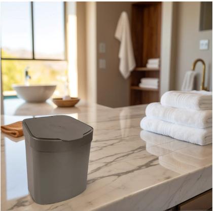 Imagem de Lixeira 2,5 Litros Com Tampa Plástica de Pia Bancada Cozinha Cor Café - 1109CF Future