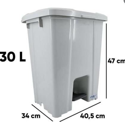 Imagem de Lixeira 30L branca quadrada com pedal P30 JSN