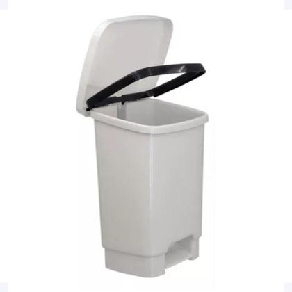 Imagem de Lixeira 35 l c/ Pedal e Fixador p/ Saco de Lixo - Branca