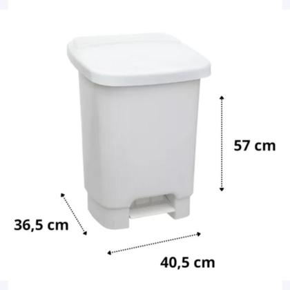 Imagem de Lixeira 35 l c/ Pedal e Fixador p/ Saco de Lixo - Branca