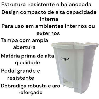 Imagem de Lixeira 35l com tampa e pedal branca coletor de residuos