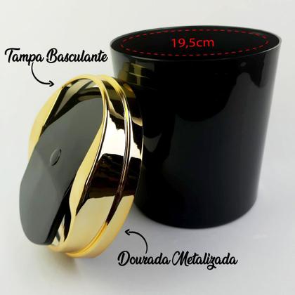 Imagem de Lixeira 5 Litros Com Tampa Basculante Dourada Metalizada Banheiro Cozinha Escitório - AMZ