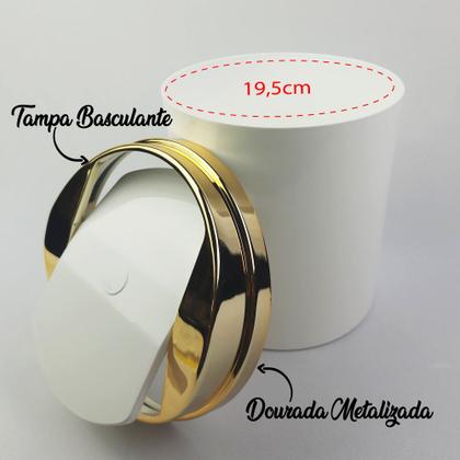 Imagem de Lixeira 5 Litros Com Tampa Basculante Dourada Metalizada Banheiro Cozinha Escritório  - AMZ