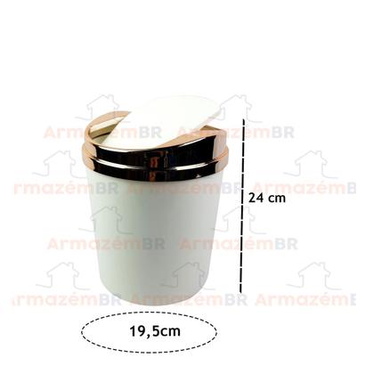 Imagem de Lixeira 5 Litros Com Tampa Rose Gold Basculante Metalizada Banheiro Cozinha - AMZ