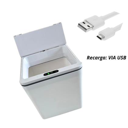Imagem de Lixeira 6 Litros Automática C/ Sensor Recarregàvel Via USB Cozinha