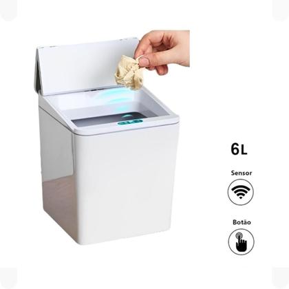 Imagem de Lixeira 6 Litros Automática C/ Sensor Recarregàvel Via USB Cozinha