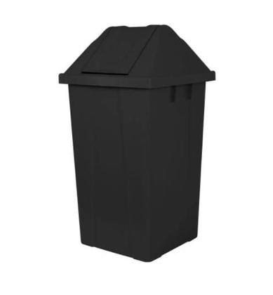 Imagem de Lixeira 60L quadrada preta com tampa basculante para coleta seletiva, escritórios, restaurantes, condomínios Q60P JSN