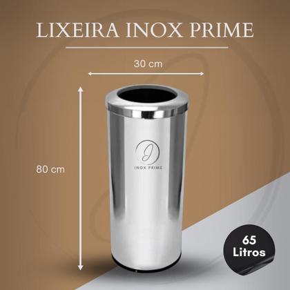 Imagem de Lixeira 65 Litros Inox Com Aro 30x80 - Cozinha - Banheiro - Escritório