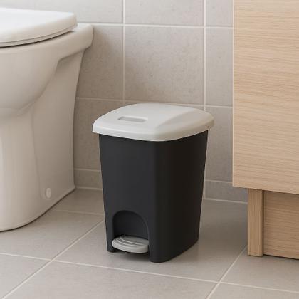 Imagem de Lixeira 7 Litros com Pedal e Tampa Basculante Compacta Escritório Banheiro Cozinha