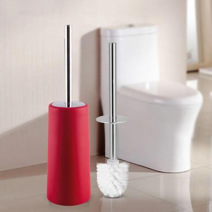 Imagem de Lixeira 8L Tampa Click Retangular +Escova Sanitária Vermelha