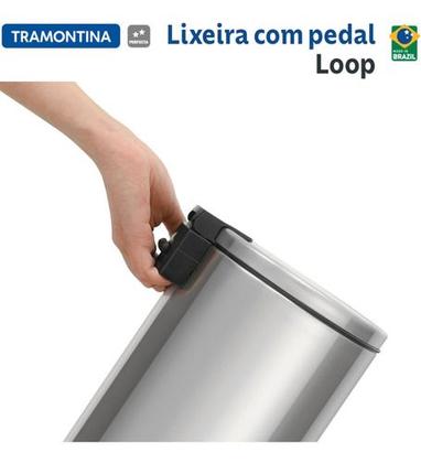 Imagem de Lixeira Aço Inox 12 Litros Tramontina Loop C/ Pedal