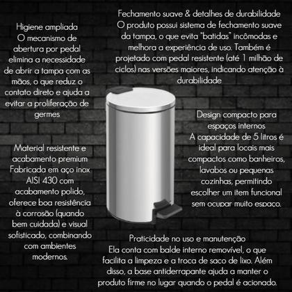 Imagem de Lixeira Aço Inox 5 Litros Tramontina Loop Cor Prateado