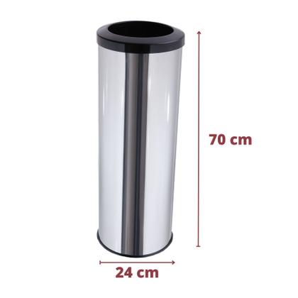 Imagem de Lixeira Aço Inox Com Aro Plástico 30 Litros Lixo Reciclavel