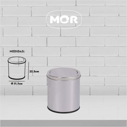 Imagem de Lixeira Aço Inox Com Tampa Basculante 5 Litros MOR