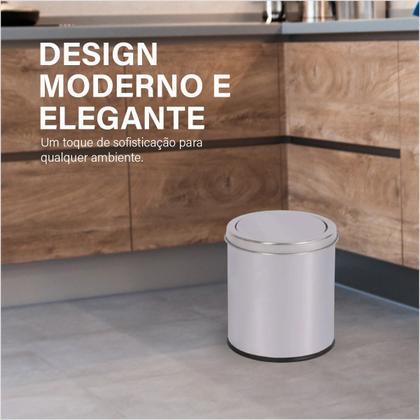 Imagem de Lixeira Aço Inox Com Tampa Basculante 5 Litros MOR