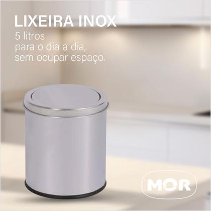 Imagem de Lixeira Aço Inox Com Tampa Basculante 5 Litros MOR