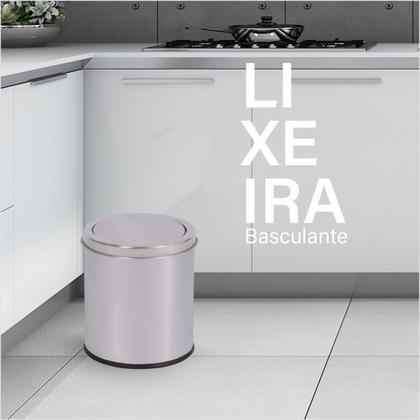 Imagem de Lixeira Aço Inox Com Tampa Basculante 5 Litros MOR