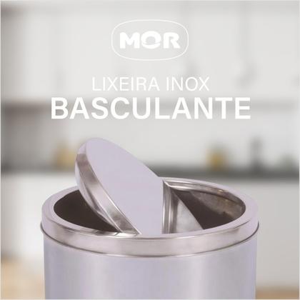 Imagem de Lixeira Aço Inox Com Tampa Basculante 5 Litros MOR