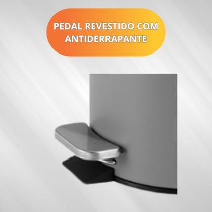 Imagem de Lixeira Aço Inox Premium 5Litros Com Pedal Antiaderente Acabamento Matte