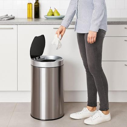 Imagem de Lixeira automatica 12 litros sensor inox polido grande cabo
