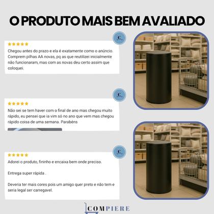 Imagem de Lixeira Automática 50L com Sensor de Proximidade, Aço Inox Redonda, Tampa Automática, Preta 70,5x30cm