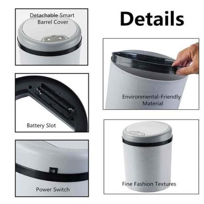 Imagem de Lixeira Automatica 9 Litros Com Sensor De Abertura Grande Para Banheiro E Cozinha Branca Luxo