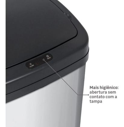 Imagem de Lixeira Automática Aço C/ Sensor 50 Litros 78x32x24cm Inox