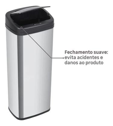 Imagem de Lixeira Automática Aço C/ Sensor 50 Litros 78x32x24cm Inox