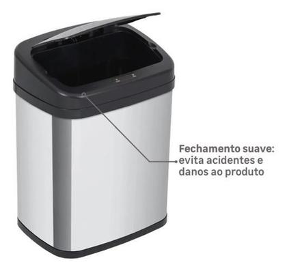 Imagem de Lixeira Automática Aço Sensor 20 Litros 38X32X24Cm - Inox
