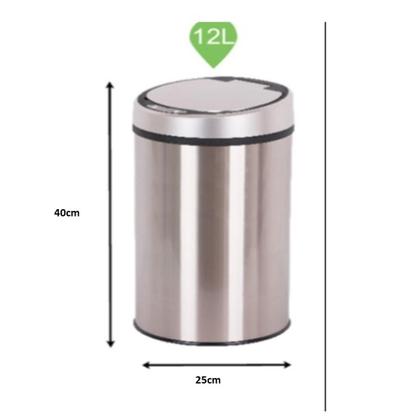 Imagem de Lixeira Automatica Branca Grande 12 Litros Sensor Inteligente Cozinha Banheiro Inox Cesto Lixo