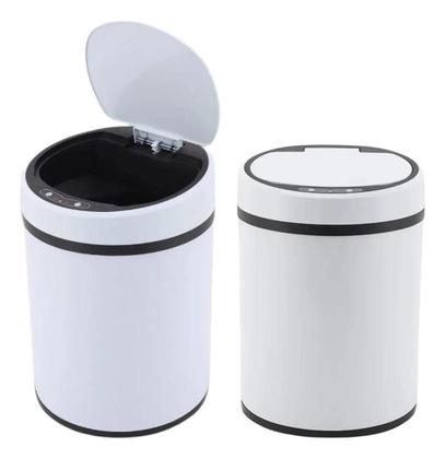 Imagem de Lixeira automatica branca grande 12 litros sensor inteligente cozinha banheiro inox cesto lixo