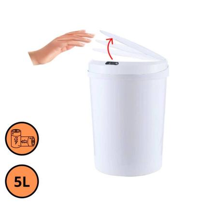 Imagem de Lixeira Automática Branca Redonda 5 Litros com Sensor
