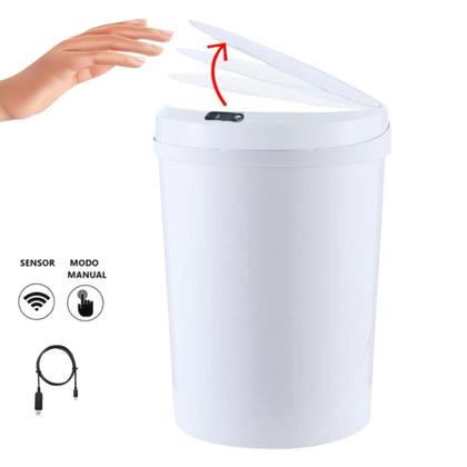 Imagem de Lixeira Automática Branca Redonda 5 Litros com Sensor