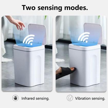 Imagem de Lixeira automatica cesto lixo inteligente smart sensor cozinha banheiro grande 12 litros cinza