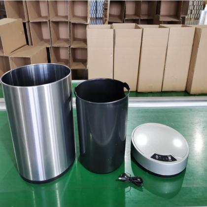 Imagem de Lixeira automatica com sensor 12 litros inox polido grande cabo usb com cesto removivel luxo recarregavel