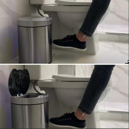 Imagem de Lixeira automatica com sensor 12 litros inox polido grande cabo usb com cesto removivel luxo recarregavel