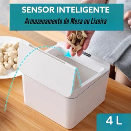 Imagem de Lixeira Automática Com Sensor Inteligente Infravermelho Pia E Sensível Ao Toque 4 Litros Moderno
