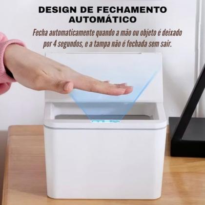 Imagem de Lixeira Automática Com Sensor Inteligente Infravermelho Pia E Sensível Ao Toque 4 Litros Moderno